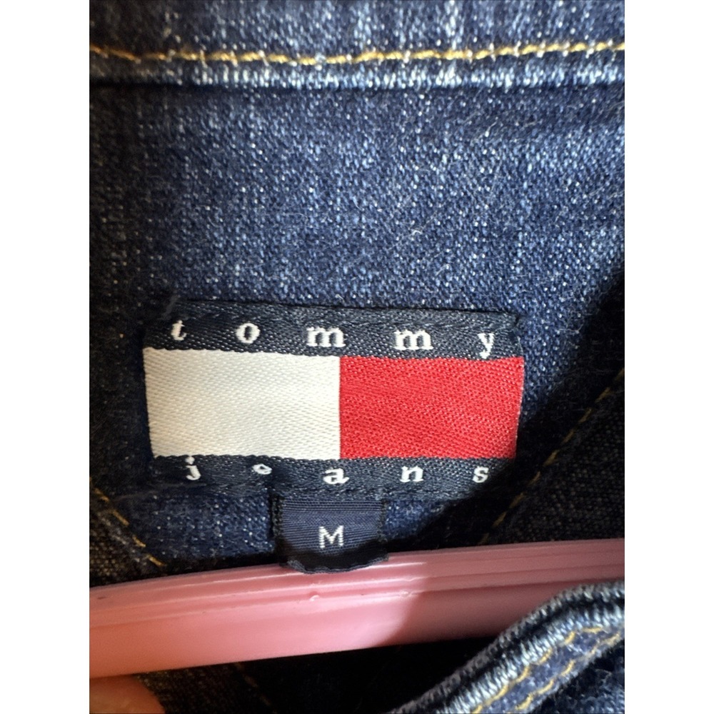 Tommy Jeans Women's Embellished Denim‎ Jacket M Blue Rhinestone Button Retro - Picture 2 of 6